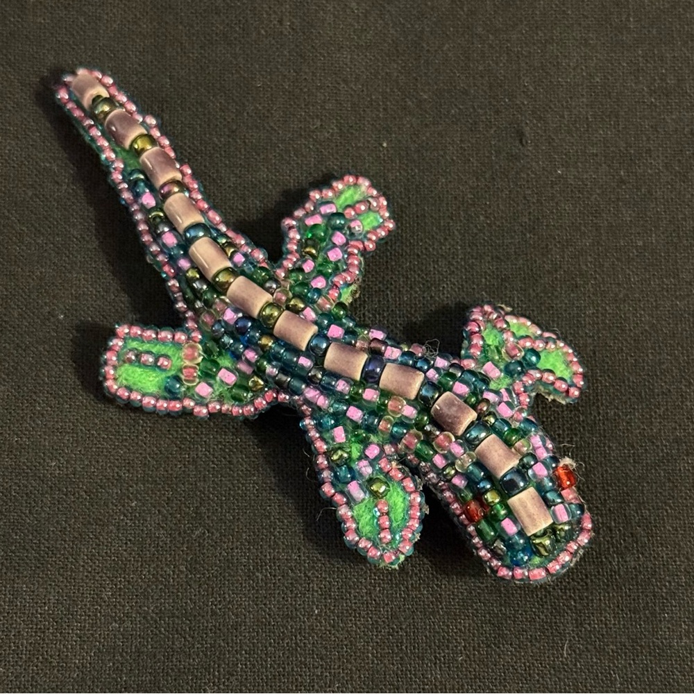 Beaded Lizard Brooch